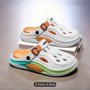 White and Green Slip-On Shoes